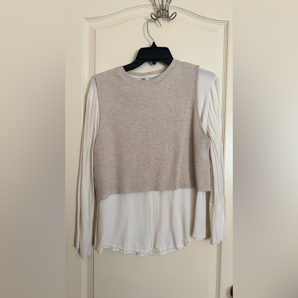 Zara Sweater Vest Faux Double Layer Top in Size S